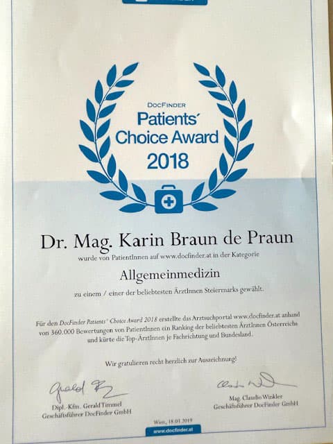 DocFinder Patients' Choice Award – Nachweis